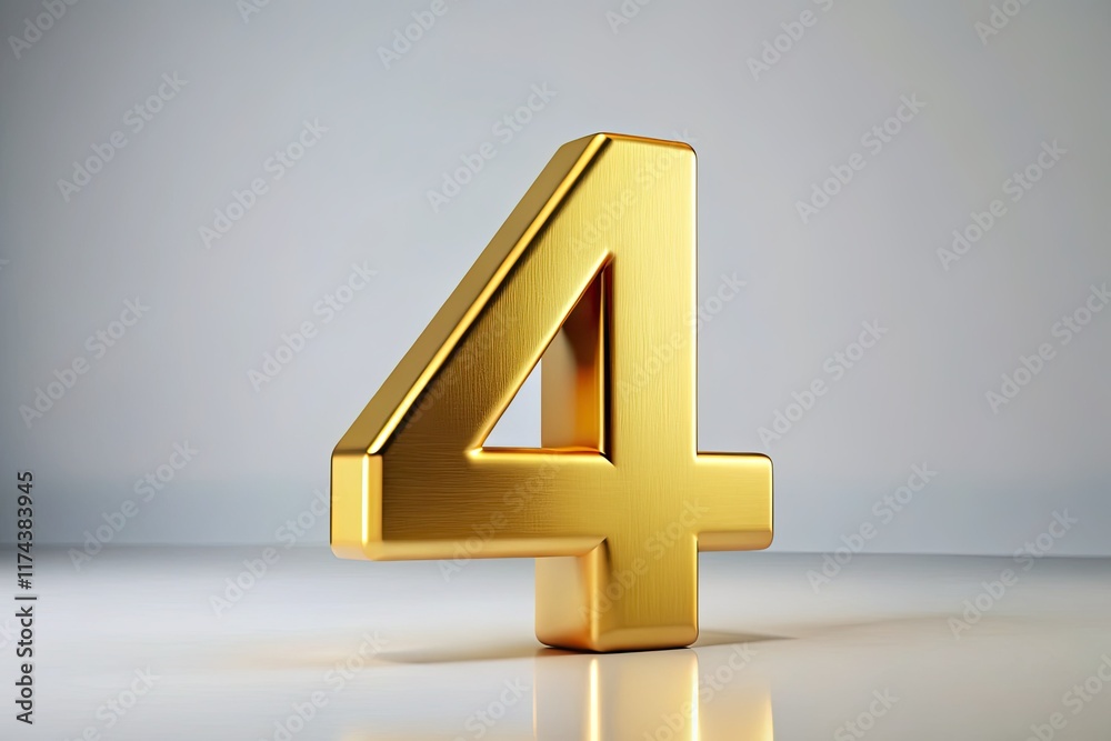Gold Number 4 White Background Luxury Digit 4 Image Golden Number Gold Number 4 White Background Luxury Digit 4 Image Golden Number